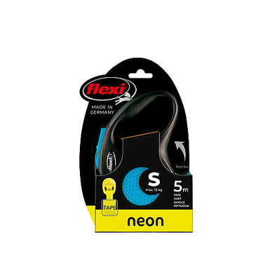 Flexi - Laisse Enrouleur Neon Sangle Bleu - S/5m