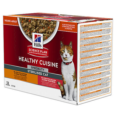 Hill’s Science Plan Healthy Cuisine Mijoté Pour Chat Adulte Stérilisé Au Poulet Et Légumes  - 12x80g