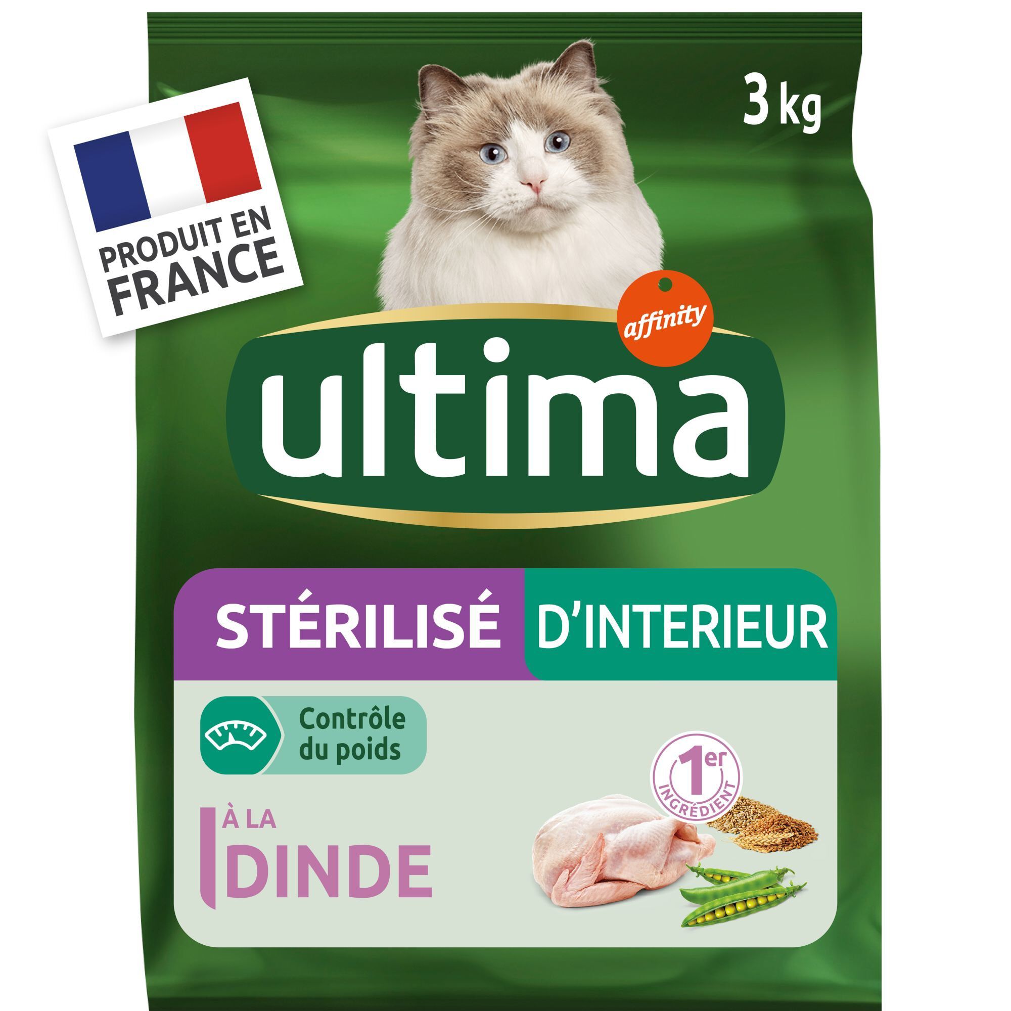 Ultima - Croquettes Chat St&eacute;rilis&eacute; d'int&eacute;rieur - 3 kg Image num&eacute;ro 1