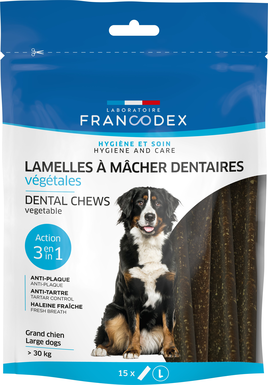 Francodex - Lamelles à Mâcher Anti-plaque Dentaire pour Grand Chien > à 30Kg - x15