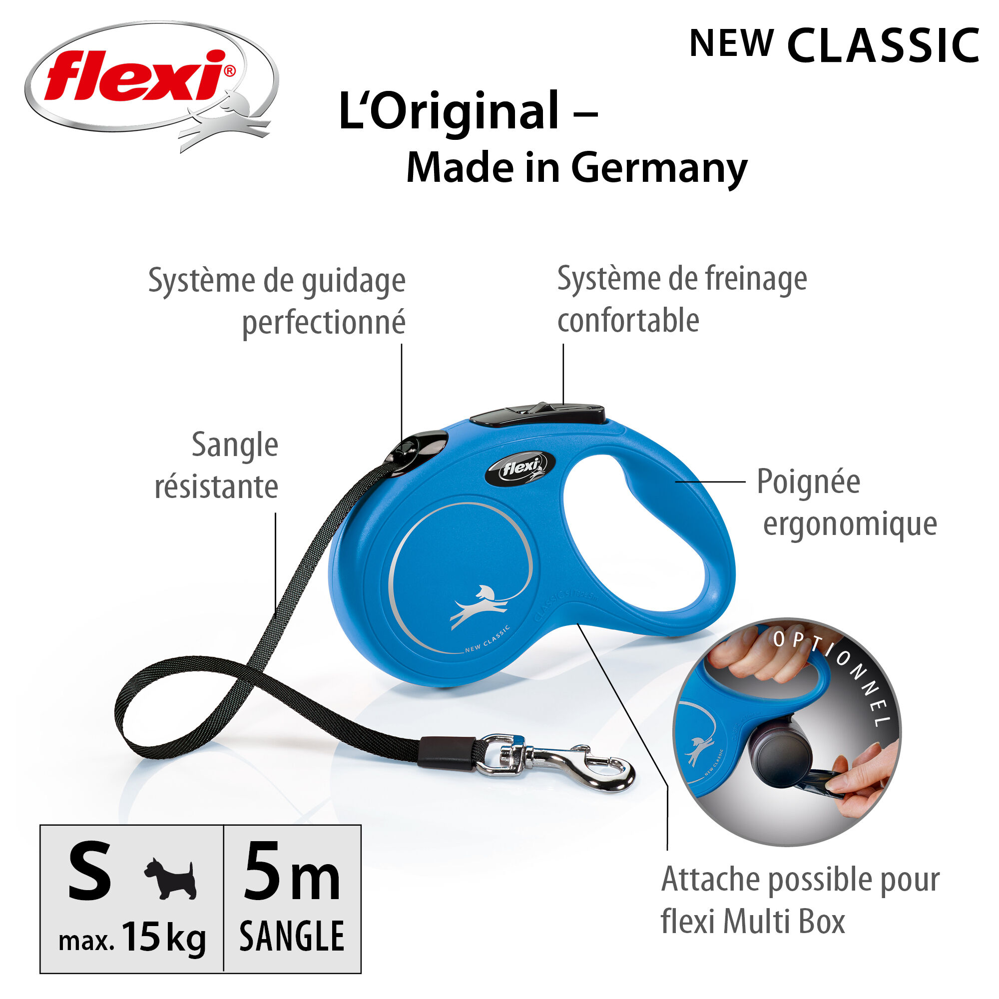 Flexi - Laisse Classic avec Sangle pour Chien Bleu - S (5m) Image num&eacute;ro 6