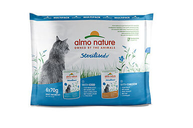 Almo Nature - Multipack Holistic Sterilised au Cabillaud et Poulet pour Chats - 6x70g