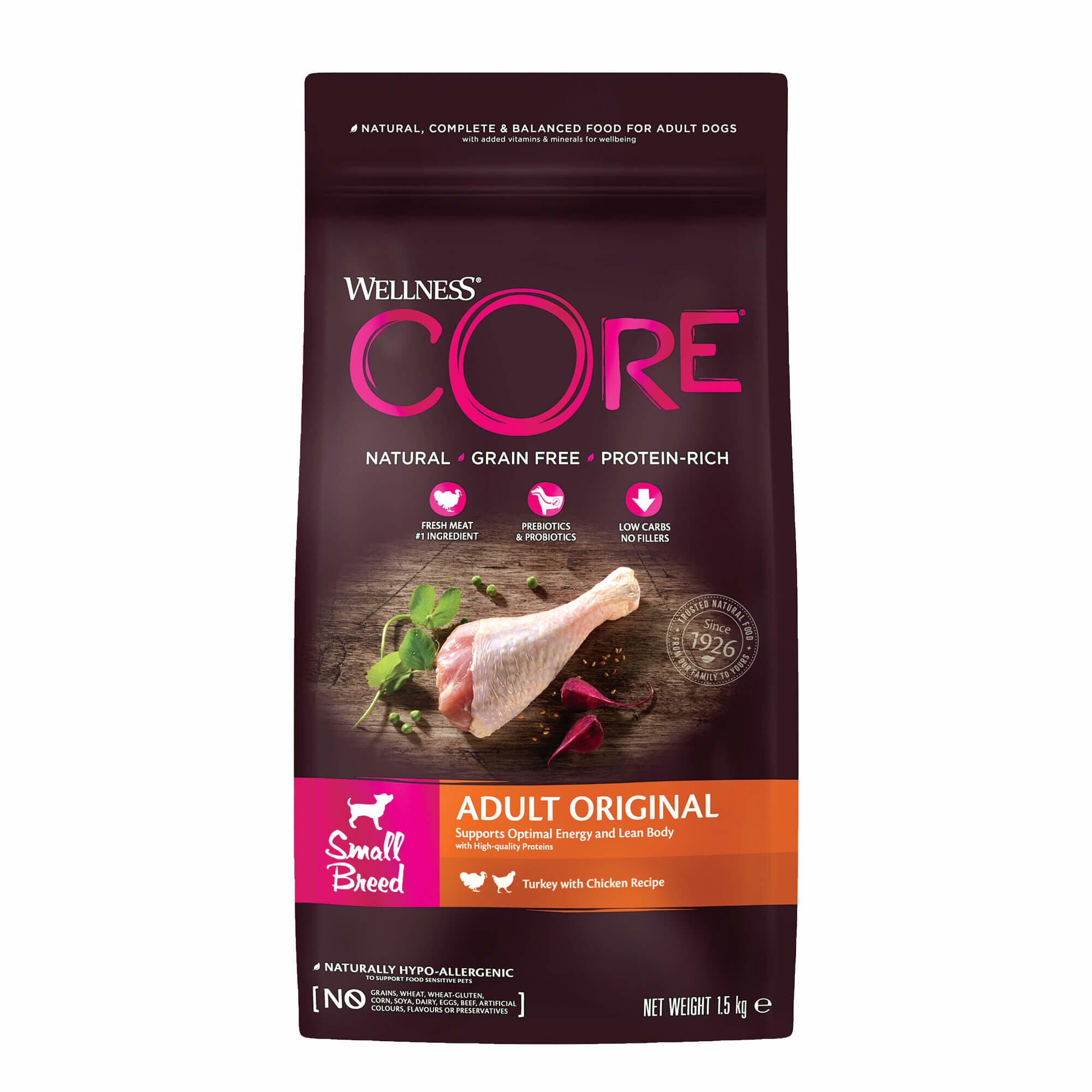 Wellness CORE - Croquettes Original Dinde et Poulet pour Chien Petite Race - 1,5Kg Image num&eacute;ro 1