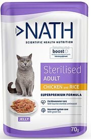 Nath - Pâtée Adult Sterilised Jelly au Poulet pour Chats - 70g