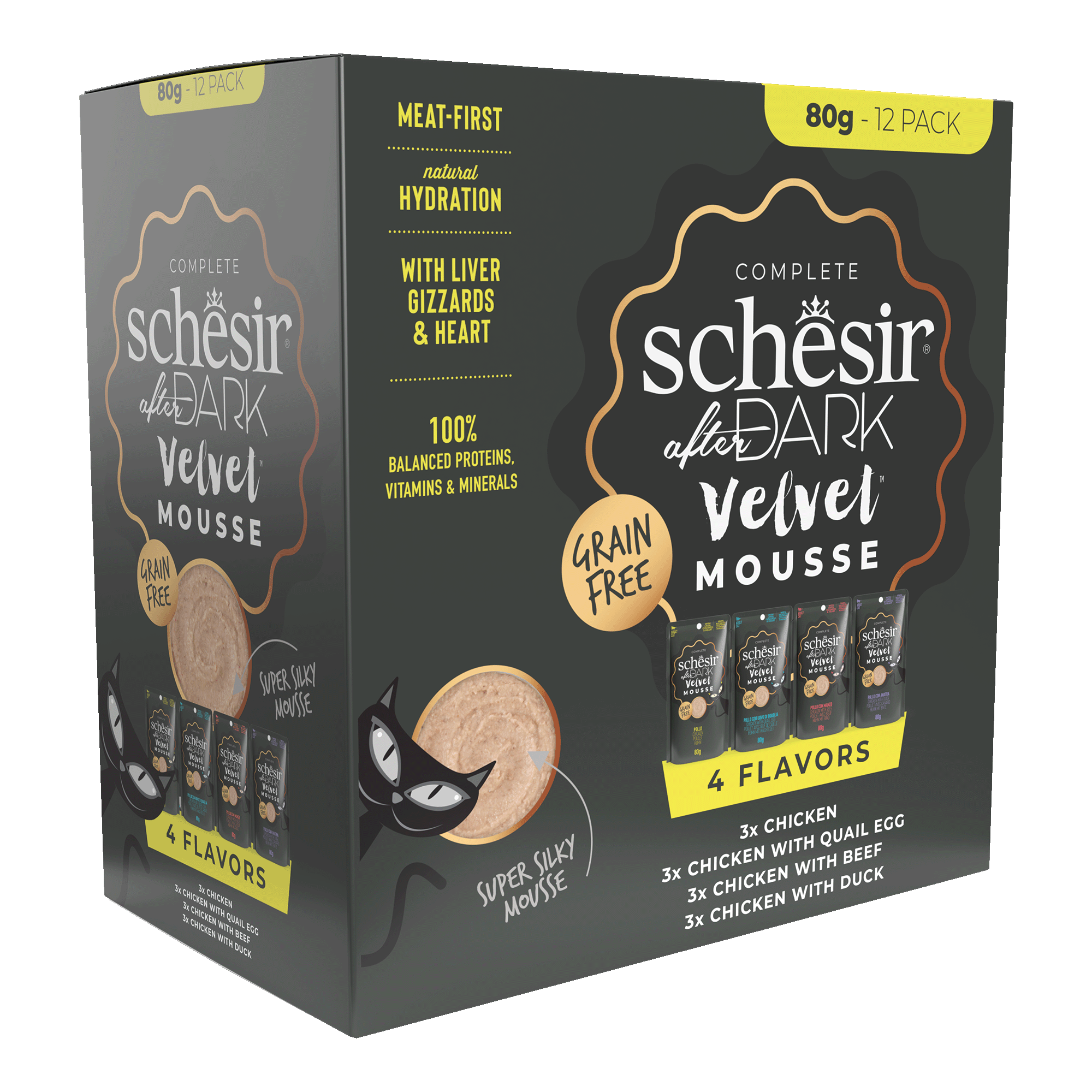 Schesir - P&acirc;t&eacute;e en Mousse After Dark au Poulet pour Chats - 12x80g Image num&eacute;ro 2