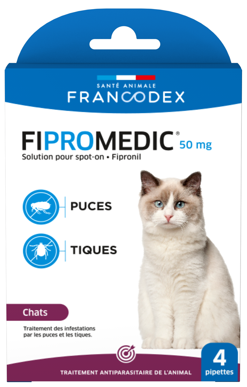 Francodex - Traitement Antiparasitaire Spot-On 50mg Fipromedic pour Chat - 4x0,5ml Image num&eacute;ro 1
