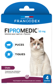 Francodex - Traitement Antiparasitaire Spot-On 50mg Fipromedic pour Chat - 4x0,5ml