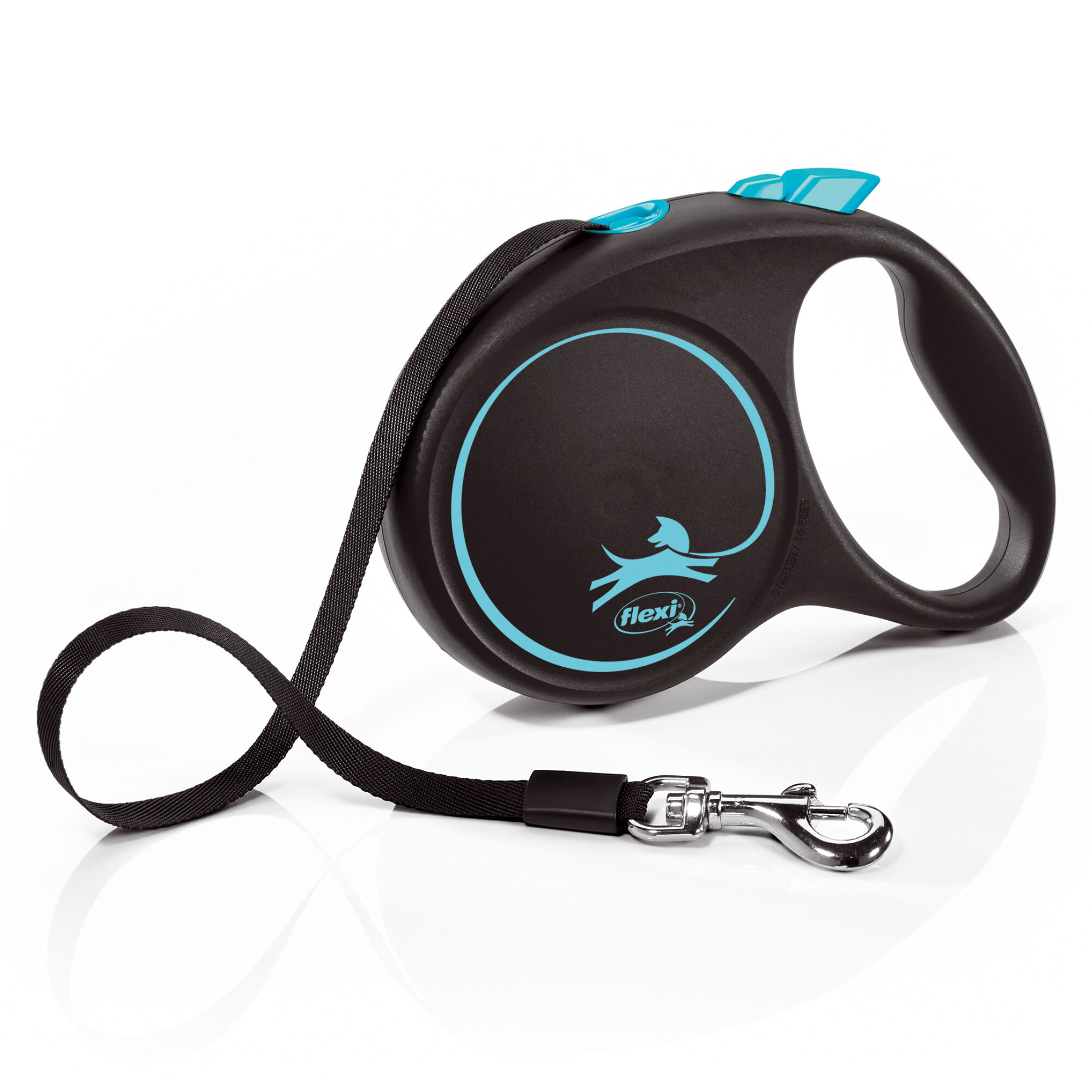 Flexi - Laisse &agrave; Enrouleur Black Design M Sangle - 5m Noir/Bleu Image num&eacute;ro 2