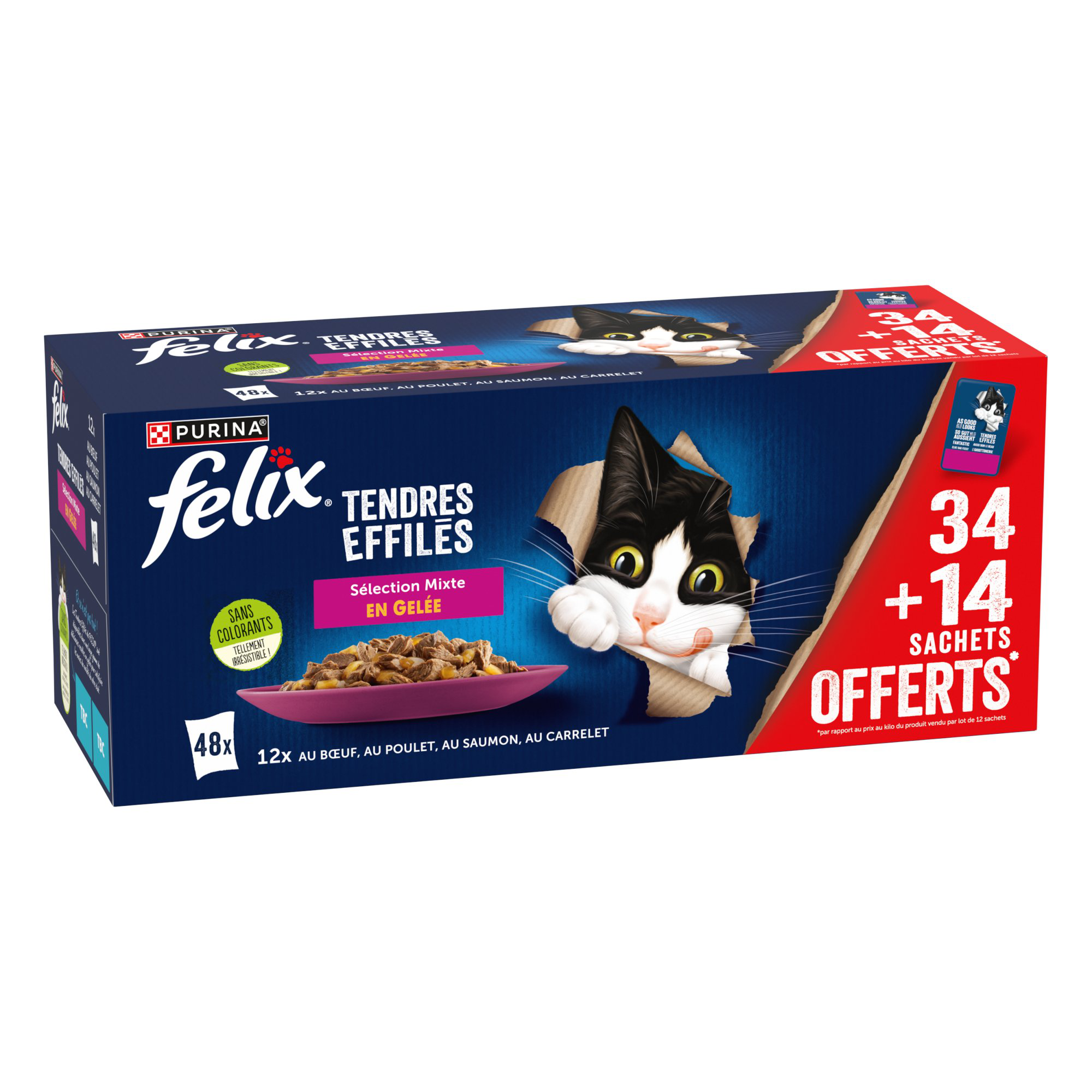 Felix - Sachets Fra&icirc;cheur Tendres Effil&eacute;s En Gel&eacute;e - S&eacute;lection Mixte Poulet - 48x85g Image num&eacute;ro 6