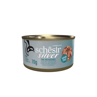 Schesir - Pâtée Silver Filets En Bouillon Thon et Maquereau - 70g