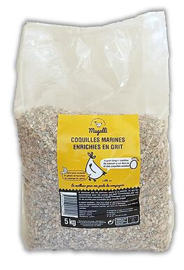 Magalli - Coquilles d'Huîtres Concassées Enrichies en Grit pour Basse-cour - 5Kg