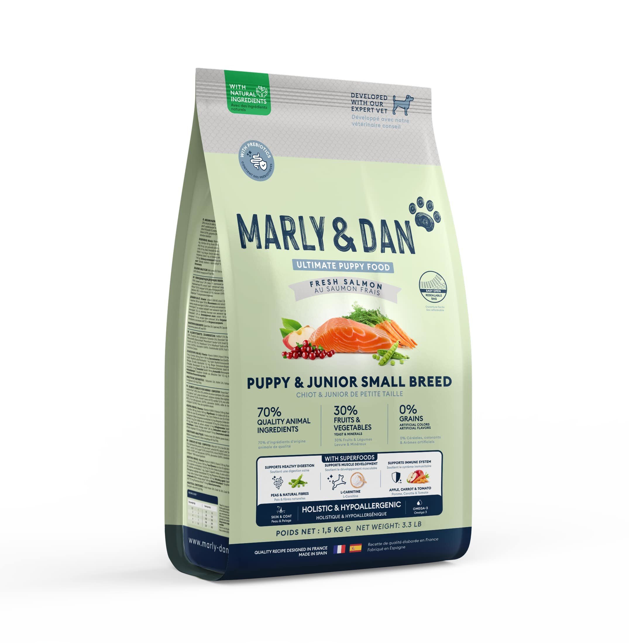 Marly & Dan - Croquettes Puppy & Junior Small Breed au Samon pour Chiots - 1,5Kg Image num&eacute;ro 1