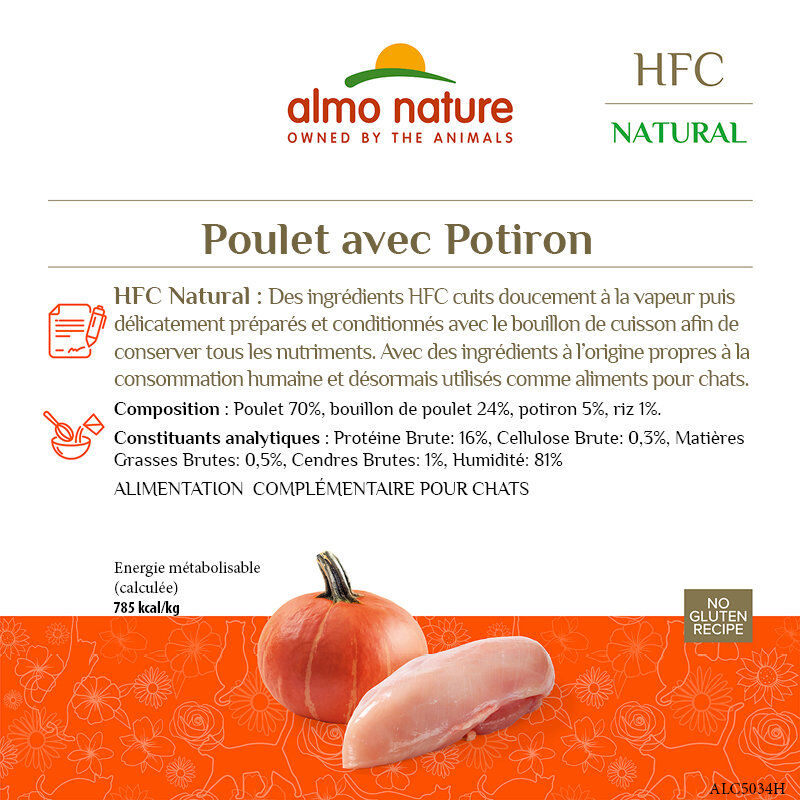 Almo Nature - P&acirc;t&eacute;e en Bo&icirc;te HFC Natural Poulet avec Potiron pour Chat - 70g Image num&eacute;ro 3
