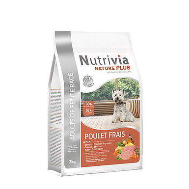 Nutrivia Nature Plus - Croquettes Naturelles au Poulet Frais pour Chien de Petite Race - 3Kg