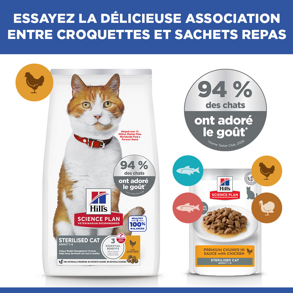 Hill's Science Plan -  Sterilised Cat Croquettes Pour Chat St&eacute;rilis&eacute; Au Poulet  -  1,5kg Image num&eacute;ro 6