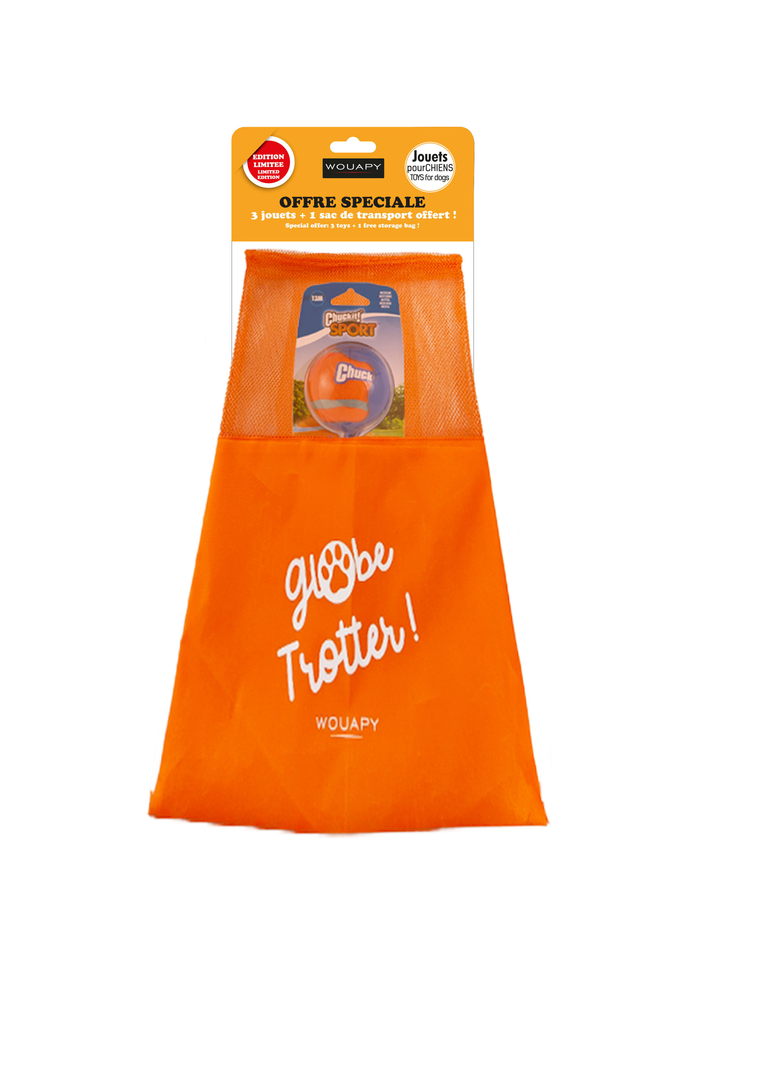 Wouapy - Sac Rangement Globe Trotter avec 3 Jouets pour Chiens Image num&eacute;ro 1