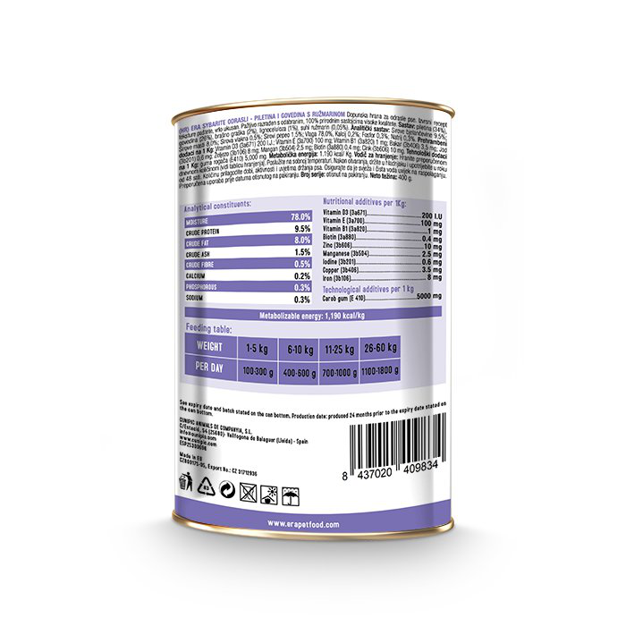 Era - P&acirc;t&eacute;e Sybarite Poulet et Boeuf pour Chiens - 400g Image num&eacute;ro 2