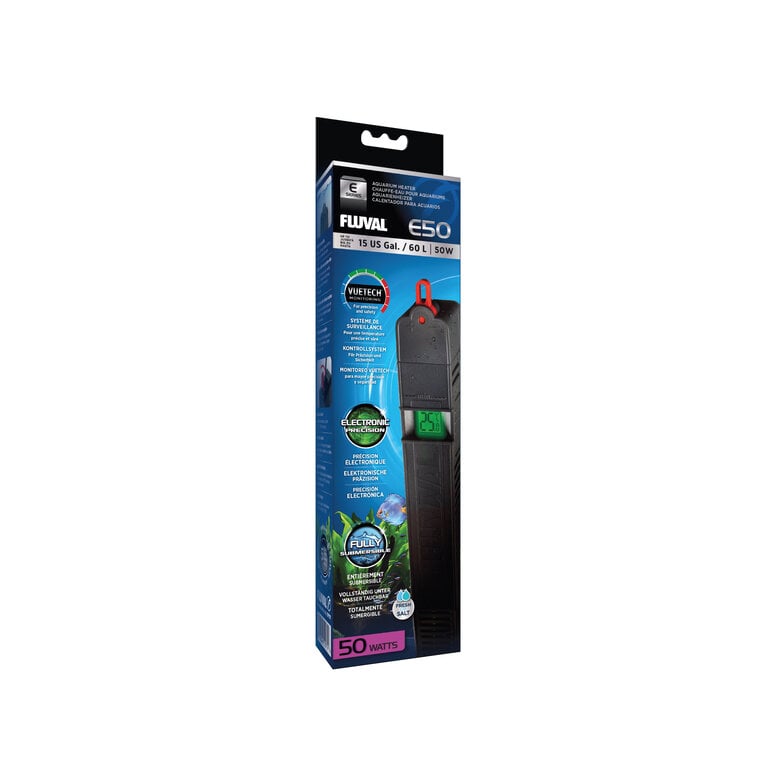 Fluval - Chauffe-eau Submersible E50 pour Aquarium 60L - 50W Image numéro 1 Fluval - Chauffe-eau Submersible E50 pour Aquarium 60L - 50W Image numéro 1