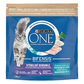 Purina One -  Croquettes Chat Stérilisé Sensible Poisson de mer - 1,5kg