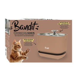Bandit - Fontaine &agrave; Eau sans Fil Mocha pour Chats - 2,5L