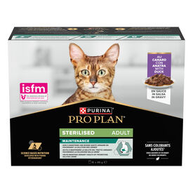 Pro Plan - Pâtée en Sauce Adult Sterilised Maintenance au Canard pour Chats - 10x85g