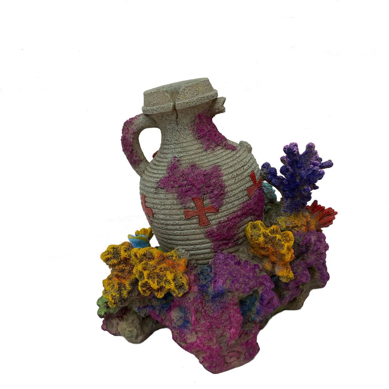 Aquadella - D&eacute;coration AMPHORA CORAL 2 pour Aquarium - 13,9x11,5x12,4cm Image num&eacute;ro 1