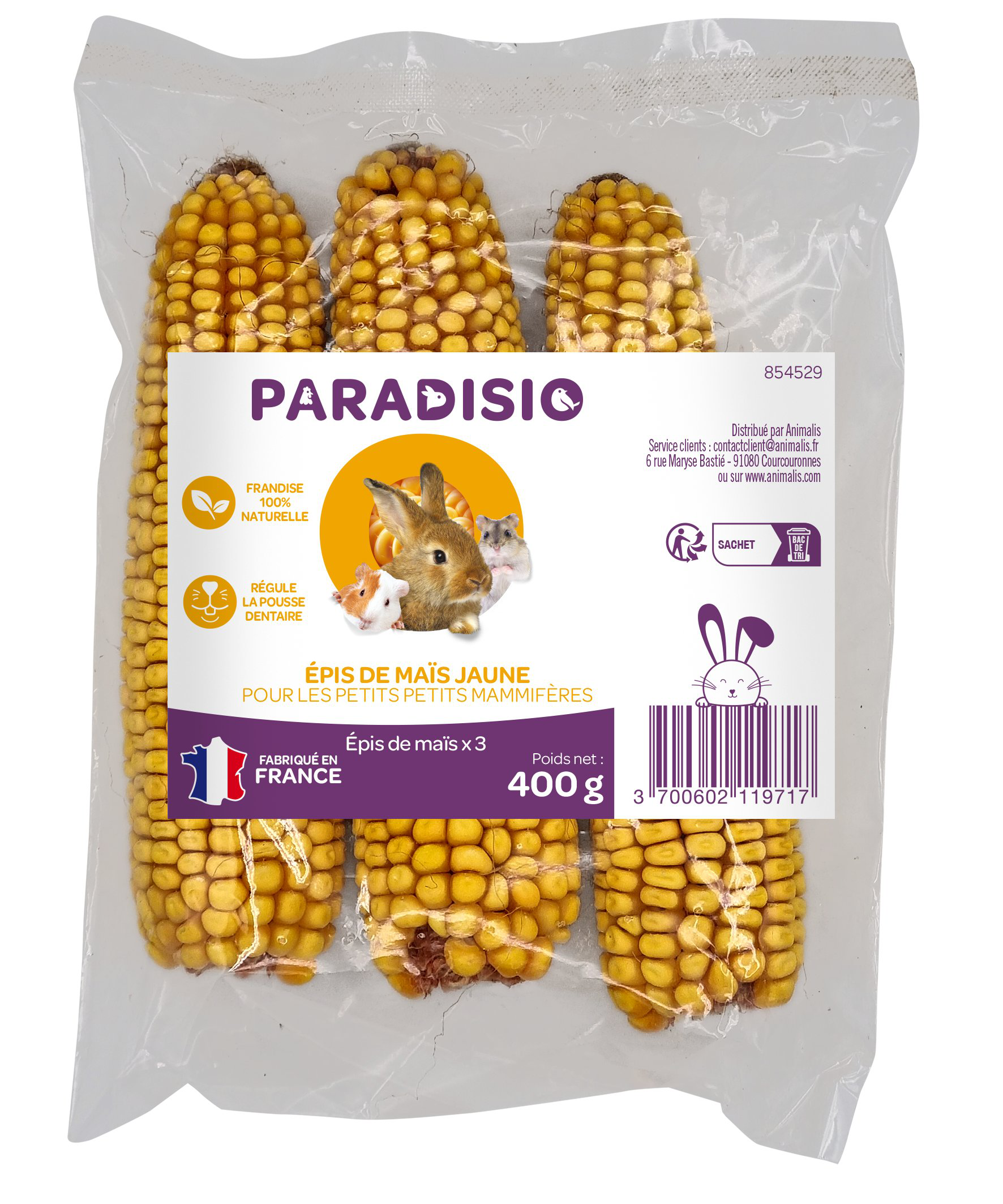 Paradisio - Epis de Ma&iuml;s Jaune x3 pour Rongeurs - 400g Image num&eacute;ro 1