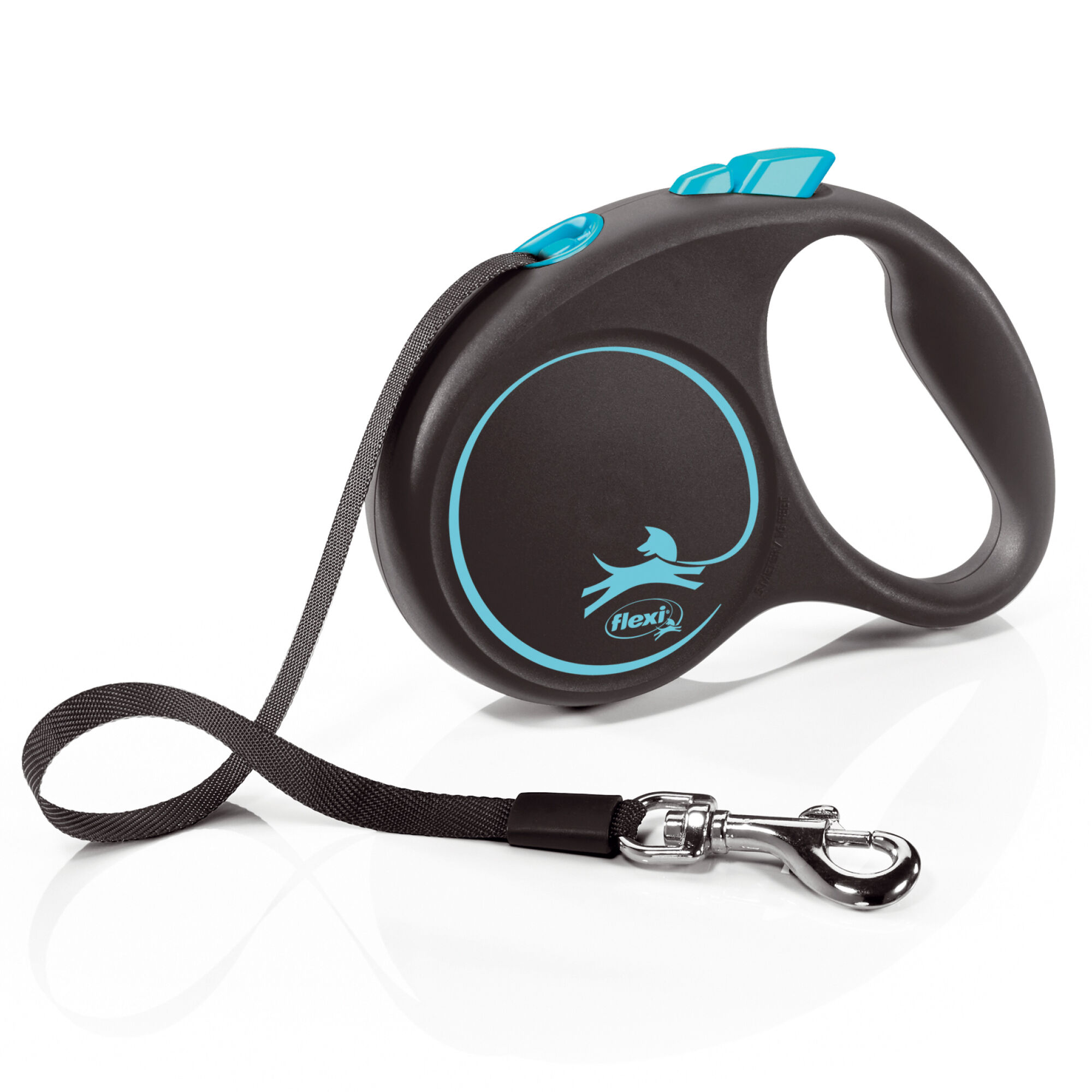 Flexi - Laisse &agrave; Enrouleur Black Design S Sangle - 5m/ Noir/Bleu Image num&eacute;ro 1