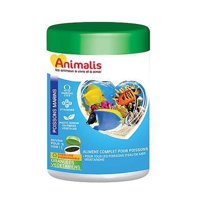 Animalis - Aliments Granulés Herbivores pour Poissons Marins - 250ml