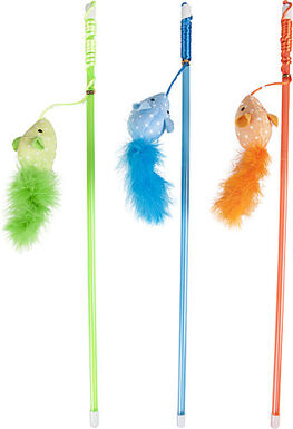 Flamingo - Jouet Wopke Canne à Pêche Souris pour Chats - 45cm