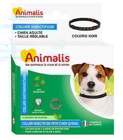 Animalis - Collier Antiparasitaire Noir pour Petit Chien - 41cm