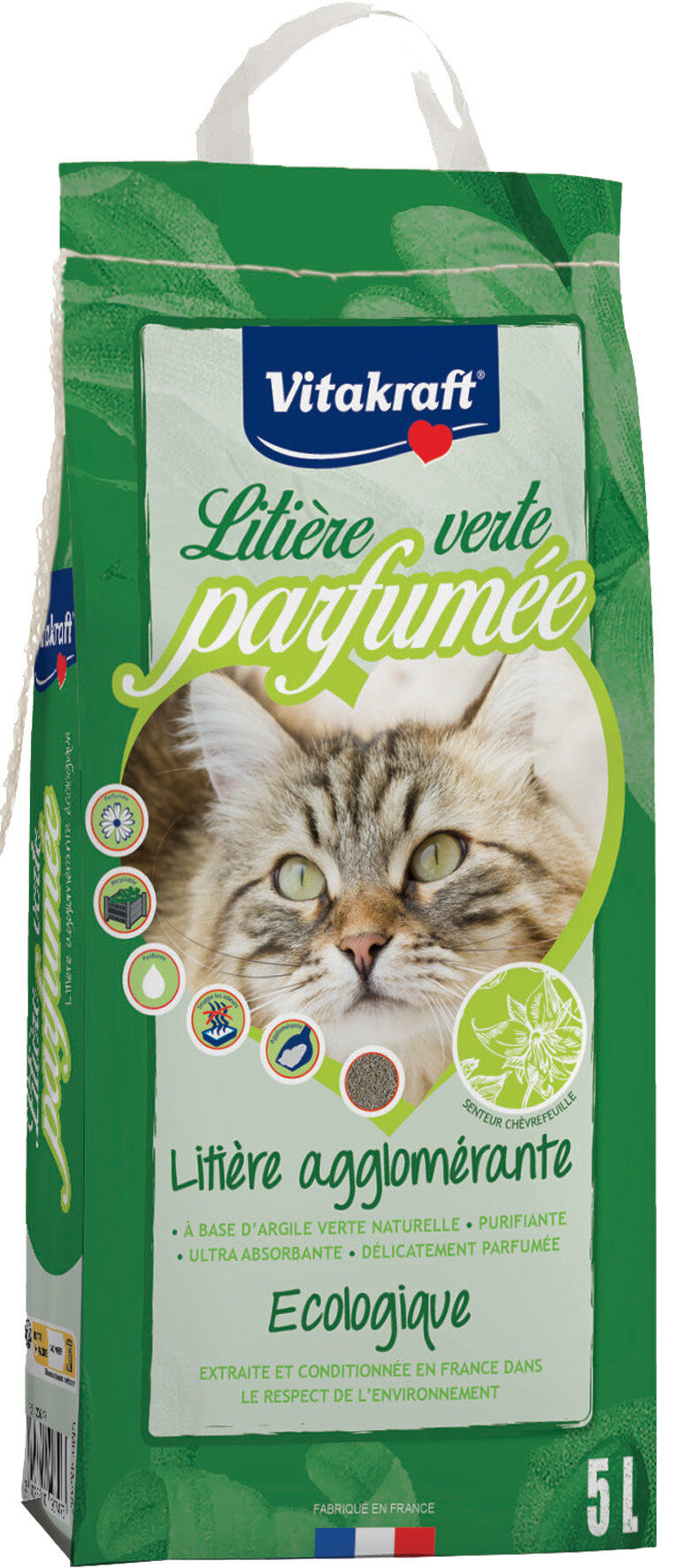 Vitakraft - Liti&egrave;re Verte Agglom&eacute;rante pour Chats - 5L Image num&eacute;ro 1