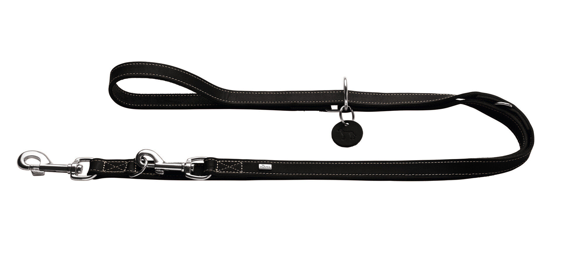 Hunter - Laisse Aalborg en Cuir de B&oelig;uf Noir - 1x200cm Image num&eacute;ro 1