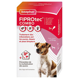 Beaphar - Pipettes Anti-tiques Fiprotec Combo pour Petit Chien - x3