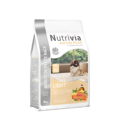 Nutrivia Nature Plus - Croquettes Naturelles Light au Saumon Frais pour Chien Adulte de Petite Race - 3Kg
