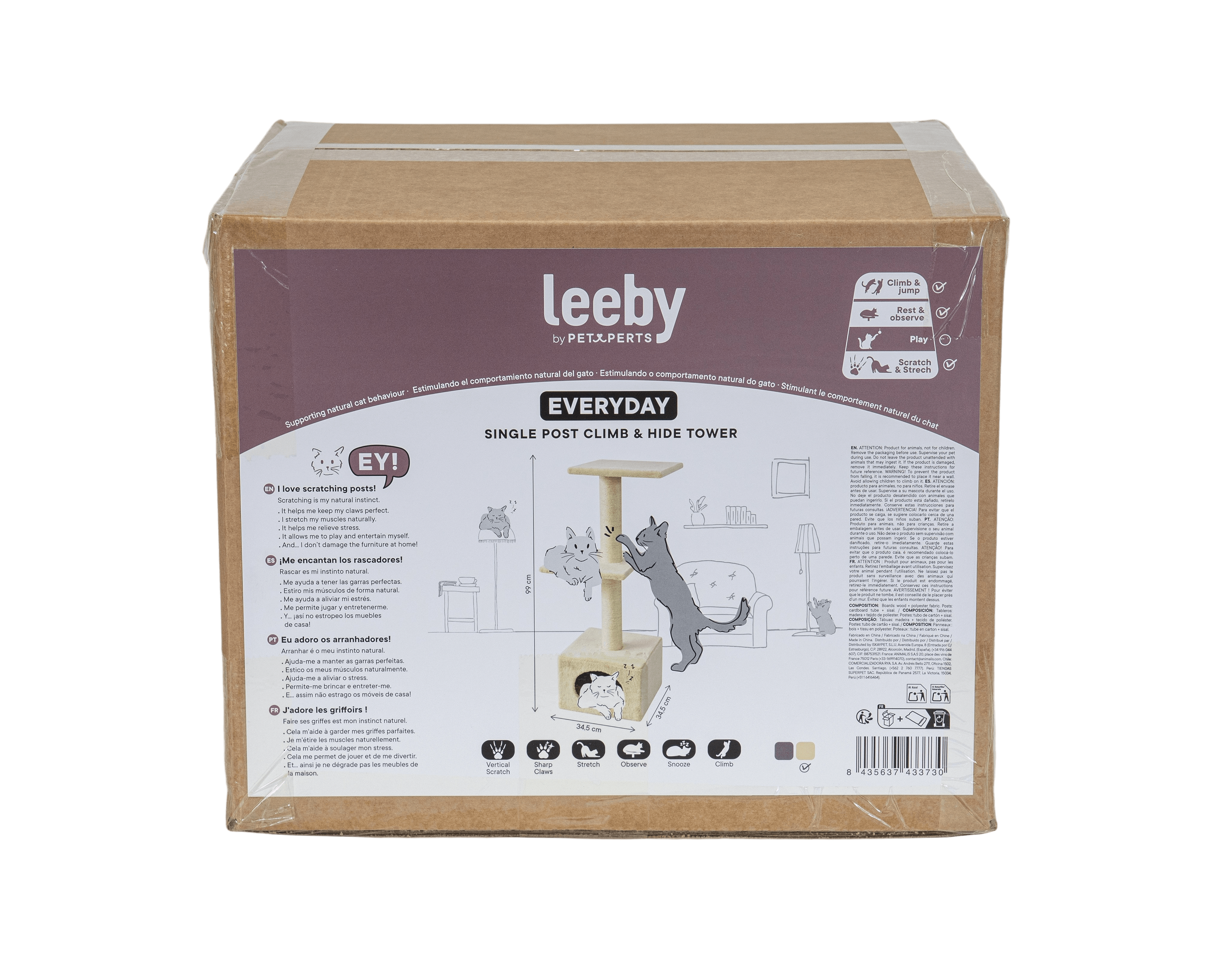 Leeby - Arbre &agrave; Chat Cube Colette pour Chats - Beige Image num&eacute;ro 3