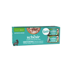 Schesir - P&acirc;t&eacute;e Complete Nutrition en Gel&eacute;e Thon et Daurade pour Chats - 6x85g