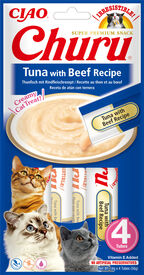 Inaba - Friandises Churu Recette Thon et Bœuf pour Chats - 4x14g