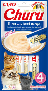 Inaba - Friandises Churu Recette Thon et Bœuf pour Chats - 4x14g