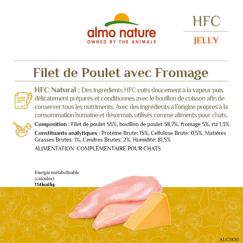 Almo Nature - P&acirc;t&eacute;e Hfc Jelly Filet De Poulet Et Fromage - 55g Image num&eacute;ro 2