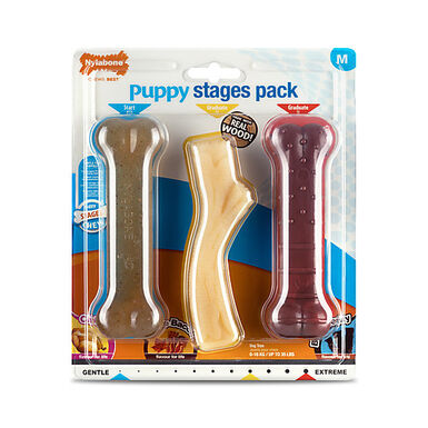 Nylabone - Jouet à Mâcher  Puppy Stages Pack Poulet Bacon et Bœuf - M