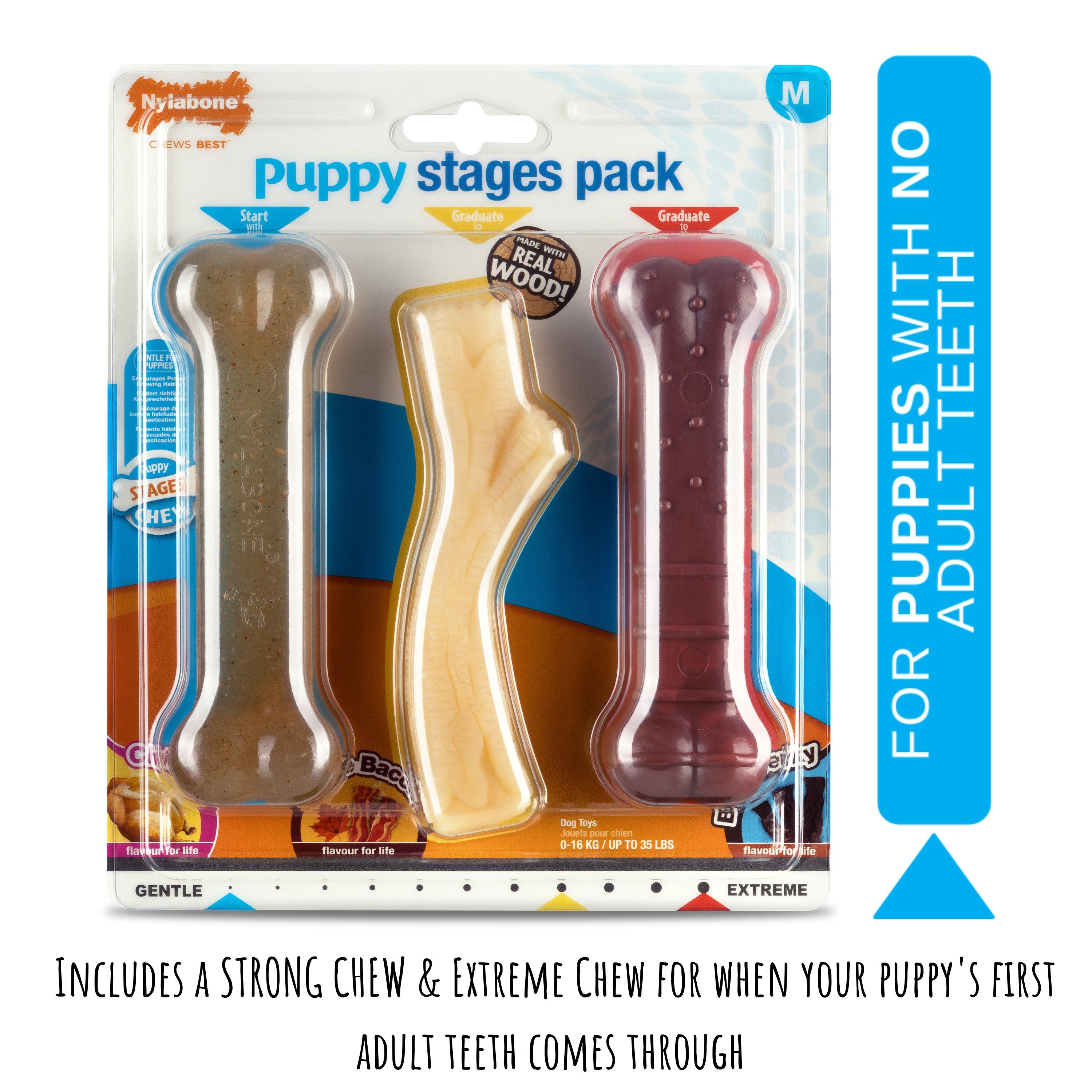 Nylabone - Jouet &agrave; M&acirc;cher  Puppy Stages Pack Poulet Bacon et B&oelig;uf - M Image num&eacute;ro 2