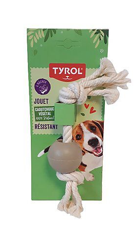 Tyrol - Jouet Balle Corde en Caoutchouc pour Chien - 20cm Image num&eacute;ro 1