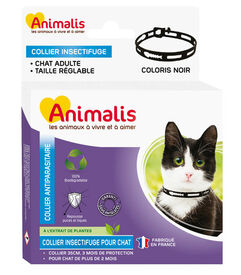 Animalis - Collier Antiparasitaire Noir pour Chat - 35cm