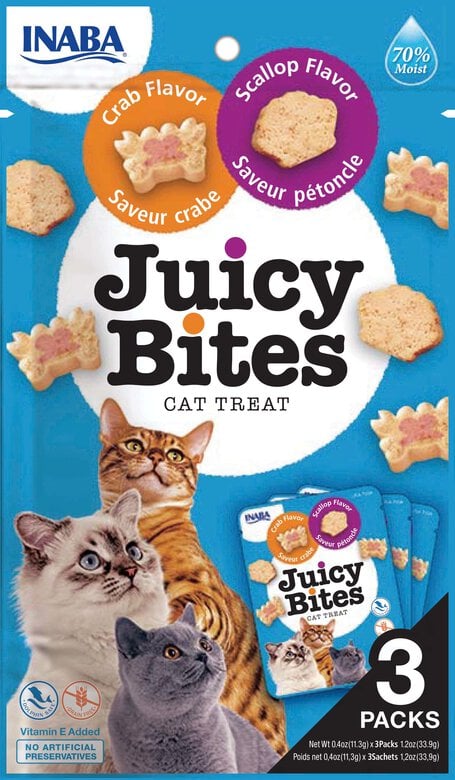 Inaba - Friandises Juicy Bites Crabe et Pétoncle pour Chats - 3x11,3g Image numéro 1 Inaba - Friandises Juicy Bites Crabe et Pétoncle pour Chats - 3x11,3g Image numéro 1