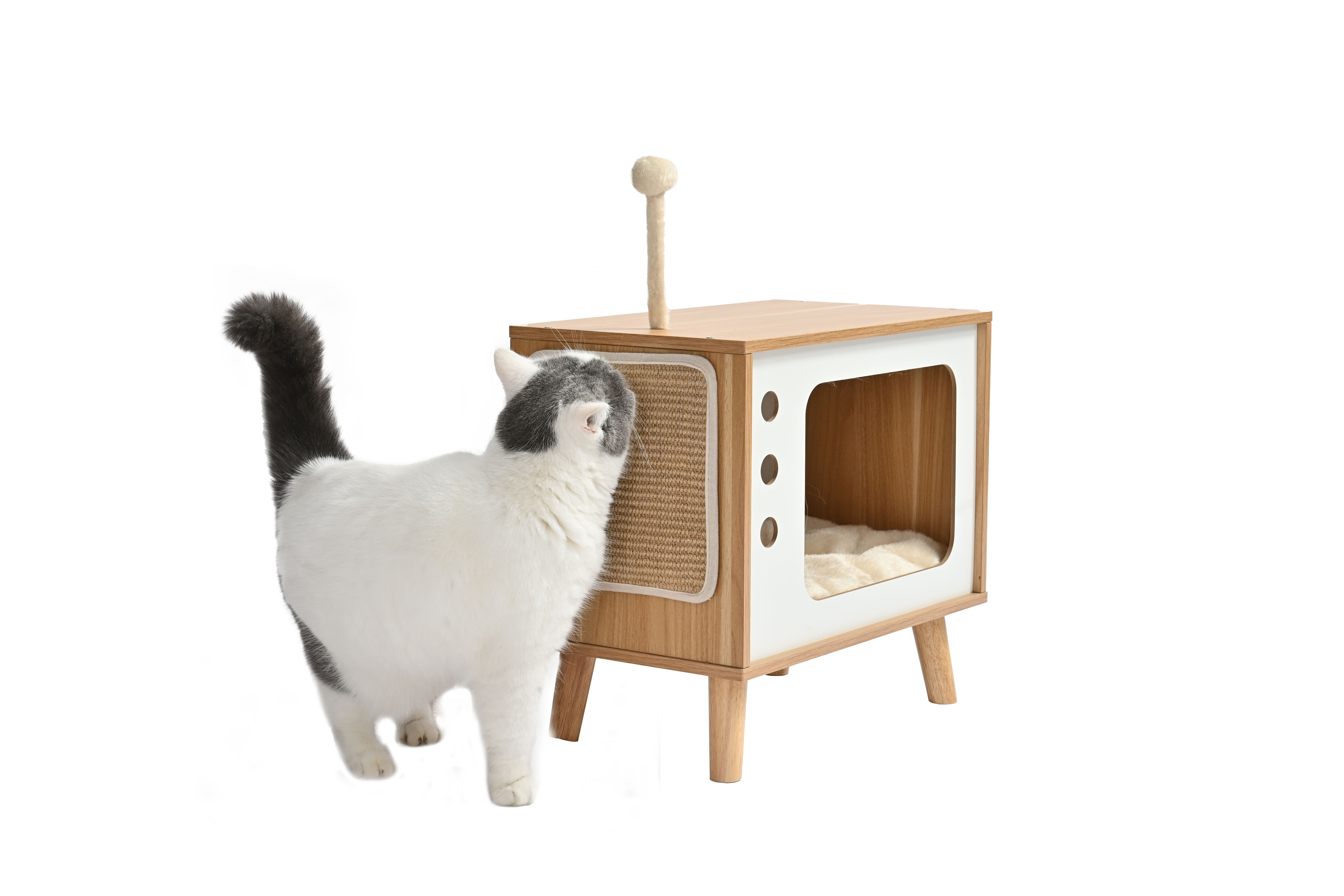 Leeby - Habitat Griffoir Meuble TV pour Chats - 48x28x60,5cm Image num&eacute;ro 3