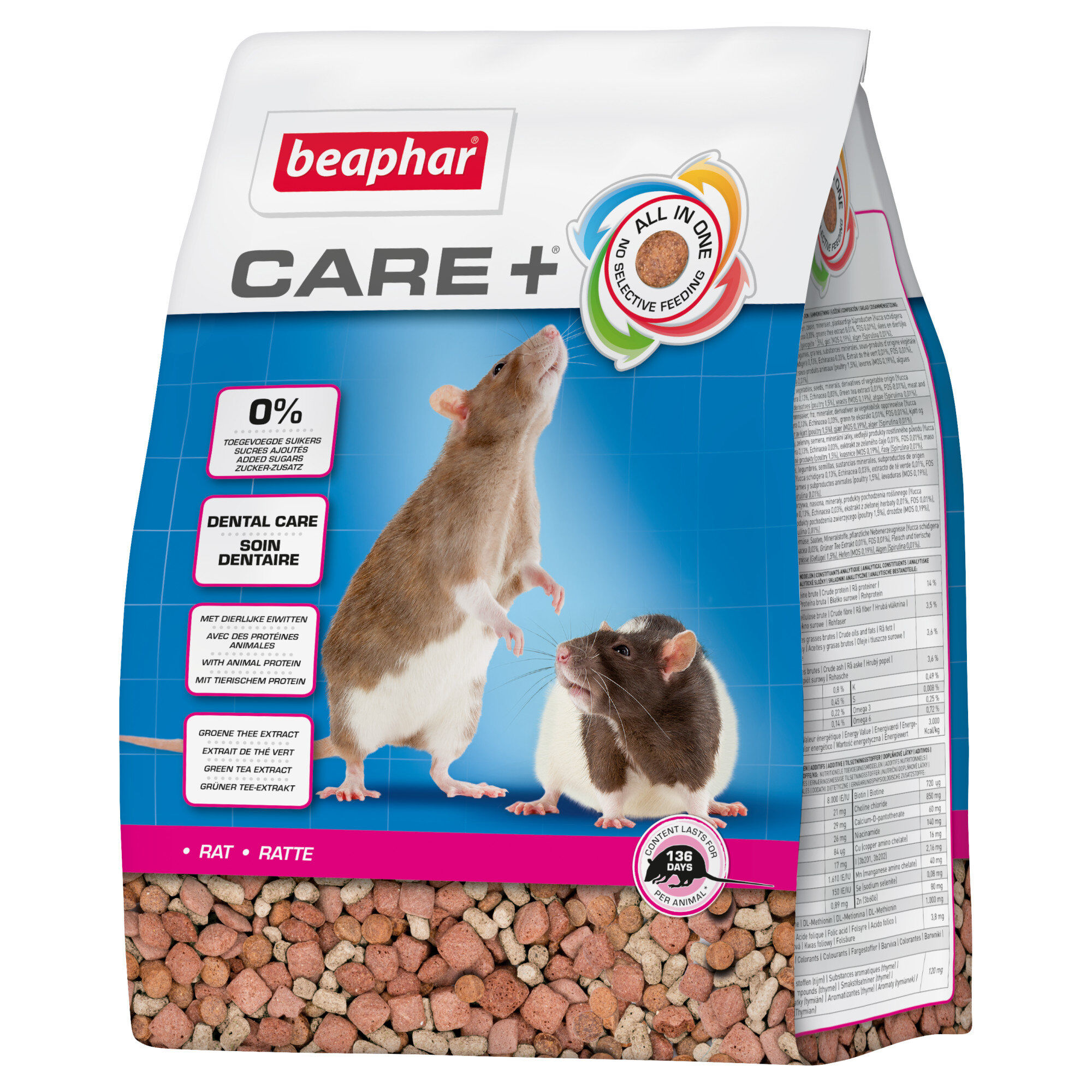 Beaphar - CARE+ alimentation premium compl&egrave;te extrud&eacute;e All-in-one pour rat - 1.5 kg Image num&eacute;ro 1