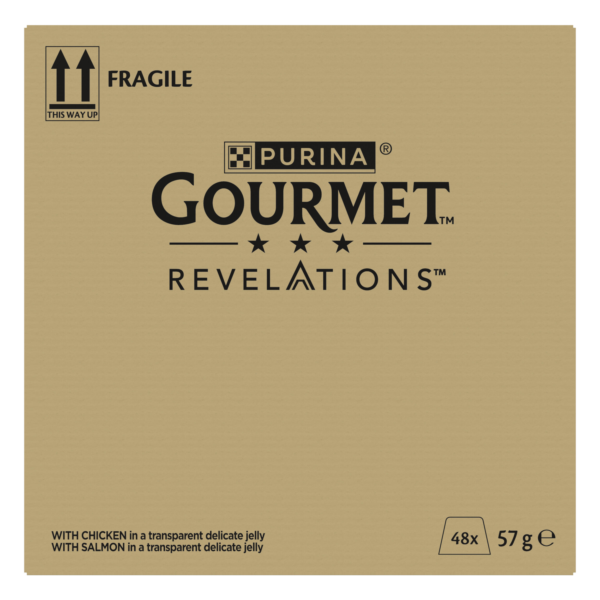 Gourmet - Bouch&eacute;es en Gel&eacute;e REVELATIONS au Poulet et Saumon pour Chats Adultes - 48x57g Image num&eacute;ro 1