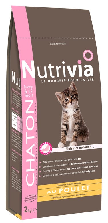 Nutrivia - Croquettes au Poulet pour Chaton - 2Kg Image numéro 1 Nutrivia - Croquettes au Poulet pour Chaton - 2Kg Image numéro 1