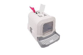 Animalis - Maison de Toilette Style Rotin pour Chat - Gris/Blanc